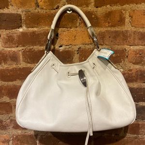 Tod’s White Leather Drawstring Hobo Bag